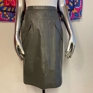 Vintage Grey Leather Skirt, S / M